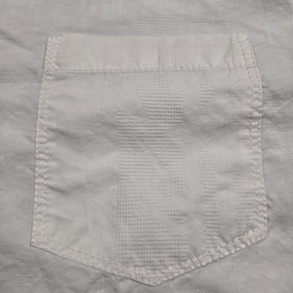 Tori Richard Shirt Mens XL Cream Silk Cotton Jacquard Geometric Short Sleeve - Picture 4 of 7